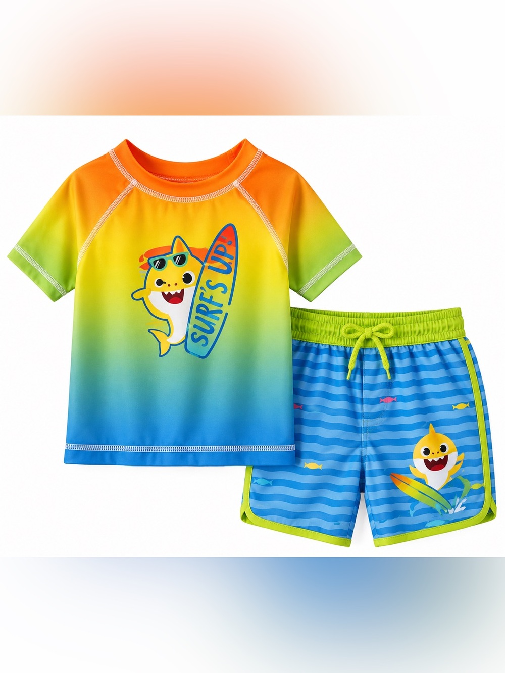 Nickelodeon Baby Shark Boys 3T Rash Guard Swim Trunks 2 Piece Set